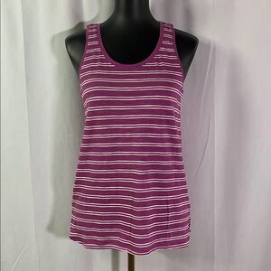 NWT Banana Republic Factory Fuchsia & White Striped Malibu Tee Tank Top